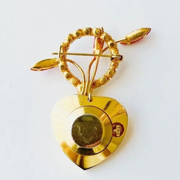 Vintage Rhinestone Brooch Pin With Watch Pendant​ - Picture 11 of 14